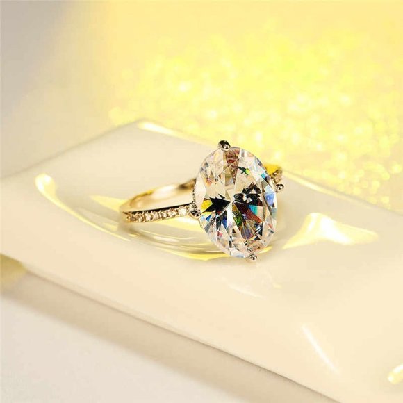 🌸925 Silver Crystal Pure Oval Thin Anillos Dainty Fashion Ring for Women, K816 - Picture 6 of 8